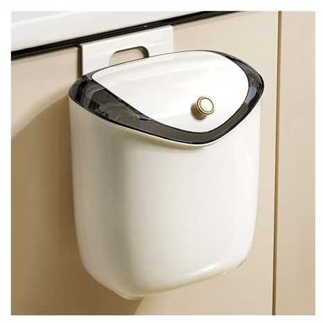 Corbeille à Papier Poubelle suspendue for salle de bain avec couvercle, petite poubelle en plastique de 1,6/2,4 gallons, poubelle murale, poubelle à compost de cuisine, couvercle coulissant sous l'évi