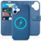 TUCCH Case for iPhone 16 (6.1) 2024, 2-in-1[Detachable]Magnetic PU Leather Wallet Case with[RFID Blocking][Wireless Charging][Card Slot]Removable Protective Stand Folio for iPhone 16, Full Lake Blue