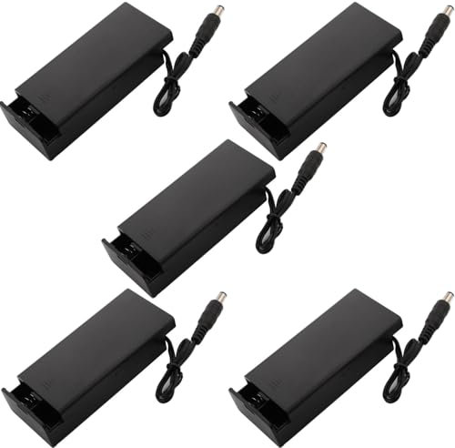 VISSQH 5 pezzi portabatterie 18650,portabatterie 2x 3,7V,18650 holder,18650 Battery Clip,nero 18650 Portabatterie in Plastica con Spina DC Interruttore On/Off e Coperchio