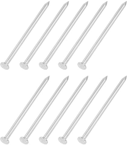 sourcing map 100Pcs Small Hardware Nails, 8D x 2-1/2 304 Stainless Steel Round Head Nail Common Finishing Nail for Household Woodworking Picture Hanging DIY Projects, Silver