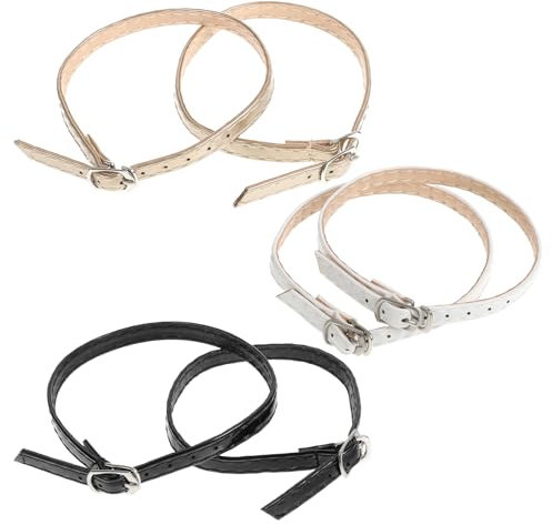 COMNICO Correas de tobillo para zapatos, 6 correas elásticas ajustables para zapatos, correa de cuero de repuesto para tacones altos, accesorios para mujeres y niñas, Negro, Dorado, Blanco, Talla