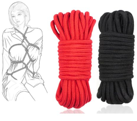 Soft Cotton Rope Cord Multipurpose Hanging Bundling Bondage Restraint Rope | 2Pack 32Ft/10M Durable Long Craft Colored Extreme Love Bondage Restraints Sex Toy Sex Rope for Couples Bondage Games