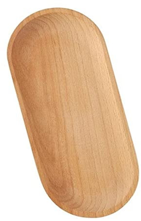 WALFREW Frutero Bandeja de Plato de Madera de Haya, Plato de Postre, Sushi, Aperitivos, Fruta, Buffet, vajilla Decorativa, Platos ovalados sólidos, Vida Natural Redonda(L)