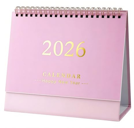 AOKWAWALIY 2026 Desk Calendar Standing Flip Desktop Calendar Stand up Desk Calendar 7.4x6.4 Inch with Twin-Wire Binding