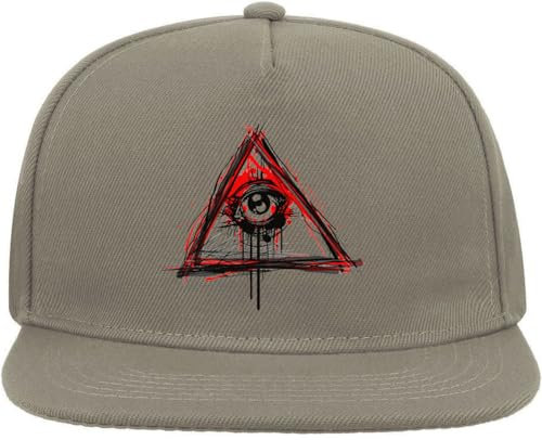 Illuminati All Seeing Eye New World Order Snapback Flat Visor Cotton Blend Cap Gray, grau, Einheitsgröße