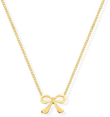 YYPERLE Gold-Halskette für Frauen - Bogen-Halskette, 14K Gold plattiert zierlichen Bogen Anhänger Choker Halskette, Mode Bogen Schmuck Geschenke für Frauen (Gold-Schleife-04)