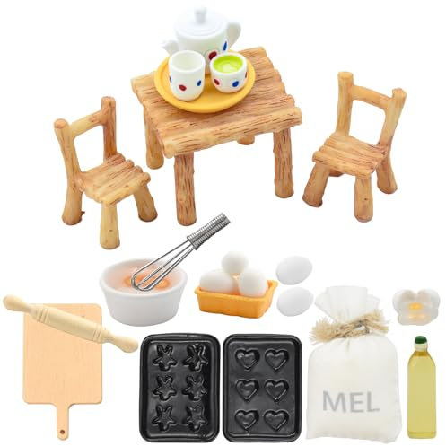 Mini Puppenhaus Möbel Set, Aolkee Mini Puppen Haus Zubehör, Mini Küche Puppenhaus Zubehör, Mini Möbel Backzubehör, Weihnachtsdekoration