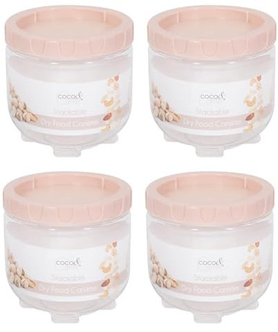 YöL Pack of 4 710ml Stackable Dry Food Storage Canisters Tub Kitchen Container Freezer Safe