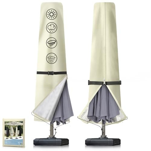Wanocean Housse de protection pour parasol jusqu'à environ 300 cm - Oxford 600D - Imperméable - Anti-UV - Convient pour la cour de jardin (190 x 30/40/50 cm)
