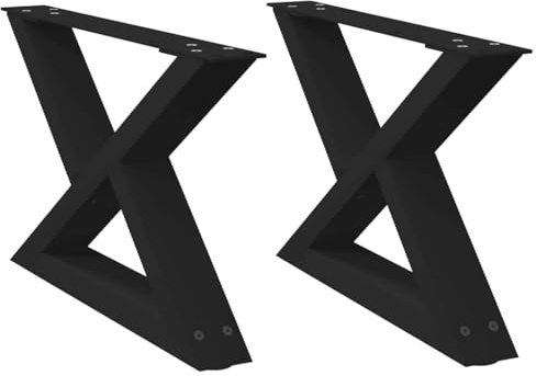 vidaXL Pieds de Table Basse 2 pièces Noir 50 x (30-31,3) cm Acier