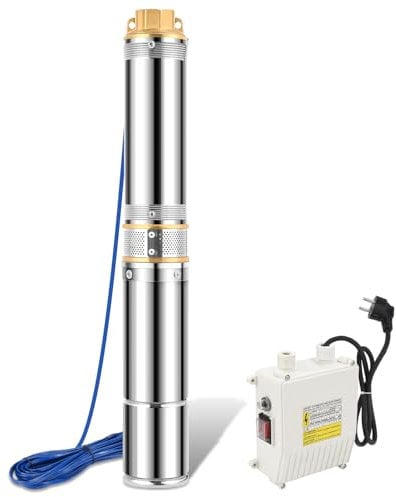 Aopunly Tiefbrunnenpumpe,Fördervolumen: 4000 l/h,370w Edelstahl Brunnenpumpe mit integrierter elektr,Eintauchtiefe: 70 m,3.4bar,
