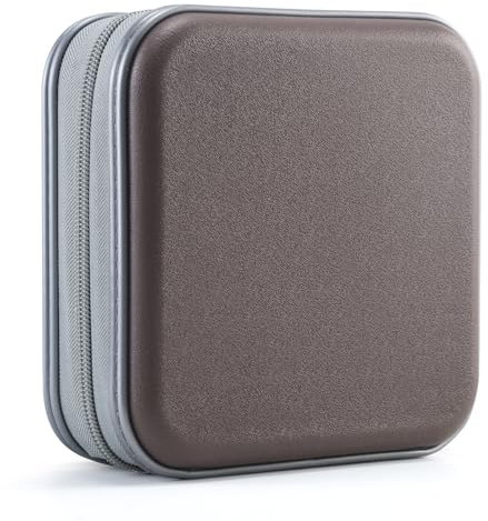 UENTIP CD Case,48 Capacity Hard Plastic Portable Travel DVD Case Protective Zipper CD Holder Car Storage Wallet Bag(Coffee)