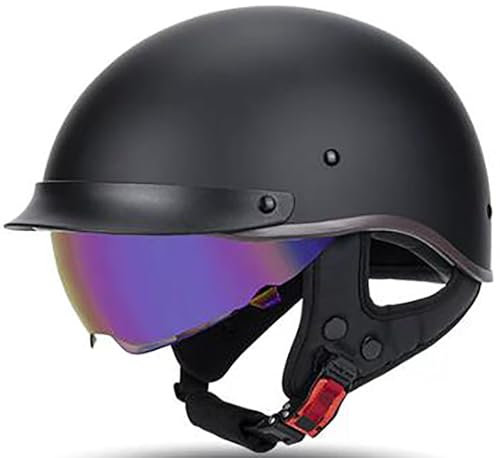 Retrò Caschi Jet Mezzo Casco Da Motociclista, Portatile Casco Scodella DOT/ECE Omologato, Vintage Sicurezza Estivo Moto Mezzo Casco, Casco Moto Jet Per Donna E Uomo Adulto 5,XXL=63-64CM