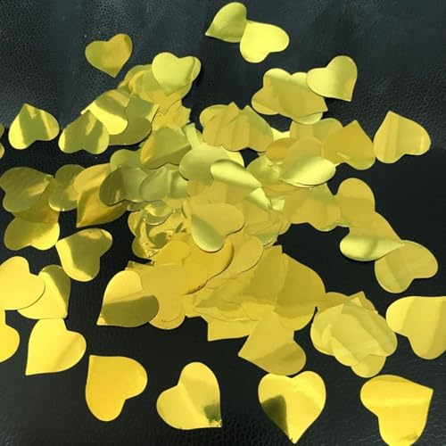 Herz Konfetti Bunt 60g, Confetti Groß 5000+ Stück, 2,5cm Konfetti Groß Geburtstag, Mehrfarbig Herz Streudeko,Papier Confetti für Geburtstag Hochzeit Party Dekoration(Gold)