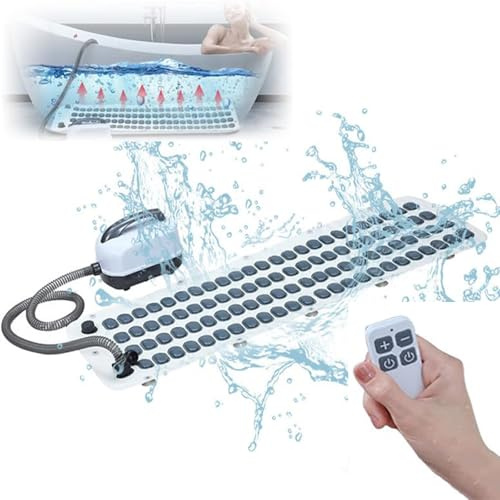 Aufblasbare Badewannen-Massagematte mit 9 verstellbaren Gängen, rutschfeste Bubble Spa Matte zum Entspannen verspannter Muskeln, inklusive Fernbedienung
