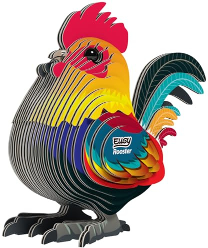 EUGY 650133 Hahn, 3D Tier-Puzzle für Kinder und Erwachsene zum Zusammenbauen, DIY Tierfigur, Bastelset ab 6 Jahren