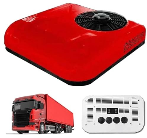 WOTZOV Climatiseur Ultra-Silencieux pour Camping-Car, caravanes et caravanes, 12 V/24 V, léger et Portable, rouge-24 V