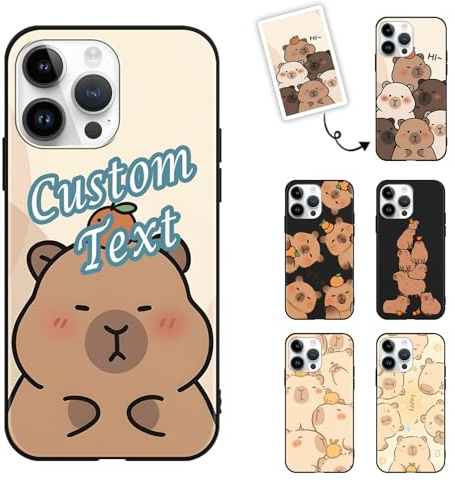 Stradvnaly Personalisierte Schutzhülle für iPhone 6/6S Hülle 4.7 Zoll, Case Anime Cute Capybara Manga Niedlich Cartoon Muster Optionale Foto & Text Custom Case Handyhülle TPU Stoßfest für Junge