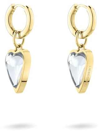 LIEBESKIND BERLIN Damen Schmuck mit Herz - Funkelnde Kette, Armband und Ohrringe mit Glasherz aus Edelstahl in Silber, Gold & Roségold - zeitlos, modern und alltagstauglich - Geschenkidee