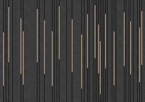 skdhlifpj Fototapete 3d effekt Schwarz Gold Vertikale Streifen 300cmx210cm | Schlafzimmer Wohnzimmer Geometrisch Kunst Linien Schwarze Steinmuster Wandbelag, Wandbild, Wanddeko