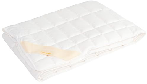 Traumschloss Lambswool Unterbett 100% Wolle Baumwoll-Satin-Bezug 4 Spanngummis waschbar 100x200