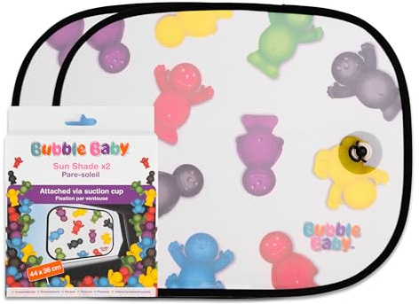 Bubble Baby sun shade for car windows X 2 – uv protection, easy installation with suction cups, adjustable fit for most vehicles, foldable & portable design, durable and reusable shade