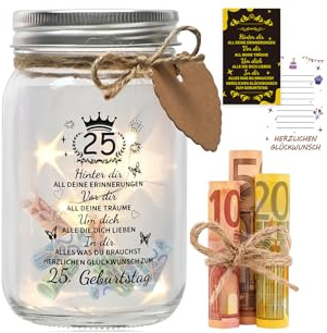 Geschenk zum 25. Geburtstag, LED-Flaschenlicht mit Text, geeignet für Männer und Frauen, Geschenk zum 25. Geburtstag, Flaschendekoration, kreatives Geschenk für Männer und Frauen (25 Jahre alt)