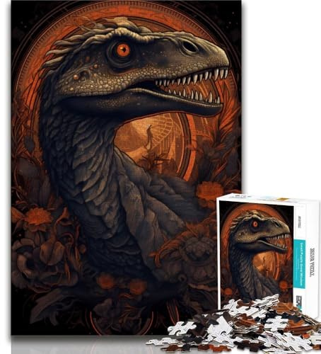 Teenager-Puzzle stilvolles Velociraptor-Puzzle mit 1000 Teilen für Teenager-Geschenke Entspannungsspiele ganze Familie (26x38cm)