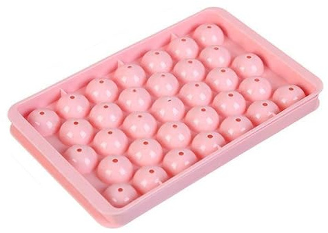 Ice Cube Molds, Ice Cube Tray with Lid, Easy to Fill & Release (Pink) | Leak-free Stackable Ice Molds Round Ice Cube Trays for Freezer , Plastic Ice Tray for Cocktail , Coffee