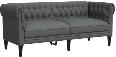 2-Sitzer-Sofa, Chesterfield, Dunkelgrau, Stoff, 182,5 x 74,5 x 74,5 cm