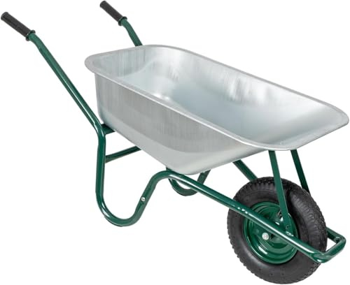 Farming Schubkarre 100 Liter, 250kg Tragkraft, Luftreifen mit Metallfelge, ergonomische Griffholme, stabile Handkarre für Garten, Baustelle, Landwirtschaft, Transportwagen, robust & langlebig