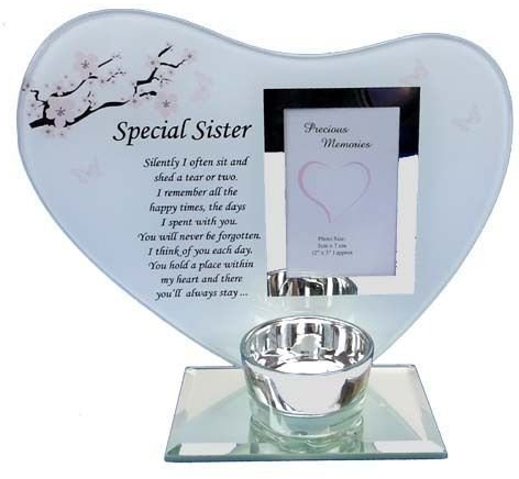 Cadre photo en verre Special Sister commémorative pour bougie Décoration de famille