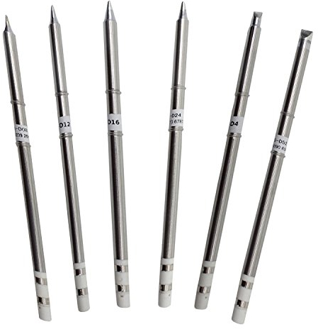 FEITA Soldering Iron Tips T12 Electrical Solder Tip Kits for Micro Electric Soldering Station, Small Pencil Soldering Iron, Mini Solder Pen Accessory (T15-D08/D12/D16/D24/D4/D52, 6-Piece)