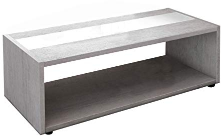 Berlioz Creations Mandise Couchtisch, aus aschfarbener Esche/in glänzendem Weiß, 116 x 51,5 x 34 cm, 100 Prozent französische Herstellung