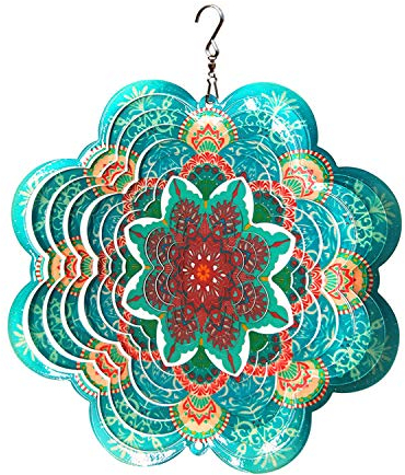 FONMY Stainless Steel Wind Spinner-3D Indoor Outdoor Garden Decoration Crafts Ornaments 6Inch Multi Color Mandala Flower Wind Spinners