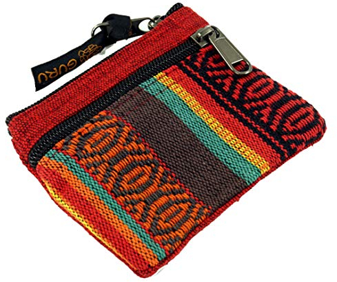 GURU SHOP Ethno Portemonnaie, Geldbeutel - Rot, Unisex - Erwachsene, Baumwolle, 10x11x1 cm
