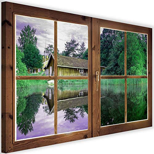 Feeby Impression sur Toile 120x80 cm Decoration Chambre - Tableau Decoration Murale Tableau Paysage - Nature Fenêtre - Decoration Maison - Tableau Moderne - Toile Peinture - Art - Poster Mural