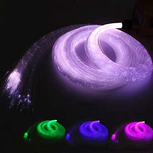AKEPO Sparkle Flash Point Fiber Optic Light Cable 100 Strands 0.03in(0.75mm) 6.5ft(2m) for LED Fiber Optic Sensory Light Curtain Waterfall