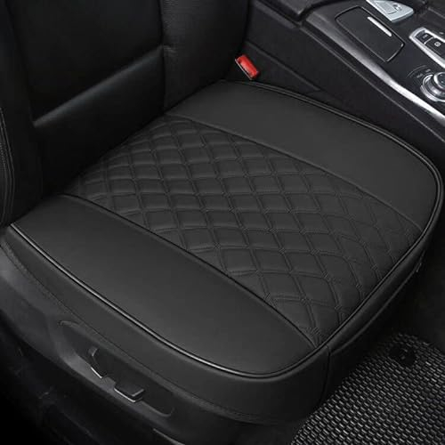 Black Panther PU Autositzbezüge,Umwickelkante,Schutz für Vordersitz unten Einzelsitz ohne Rückenlehne(W 21.26''*D 20.87”)(2Stücke,Schwarz)