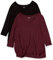 Amazon Essentials Women's 3/4 Sleeve V-Neck Swing T-Shirt (Available in Plus Sizes), Pack of 2, Black/Burgundy, M