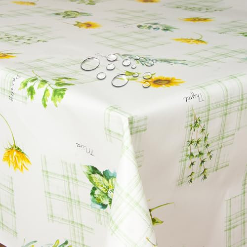 Wachstuch Wachstischdecke Tischdecke Kräuter Rosmarin Minze Breite & Länge wählbar 110 x 140 cm Eckig abwaschbar