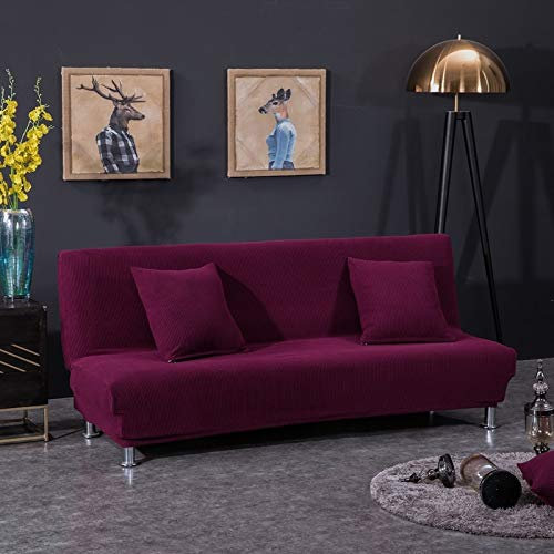 OKJK Armlose Sofabezug, Jacquard Stretch Schlafsofa Bettdecke, Klappbar Ohne Armlehnen Sofa überwurf, Couchüberwurf Protector Futon Bankbezüge Für Zuhause (AB07,L 190-225cm)
