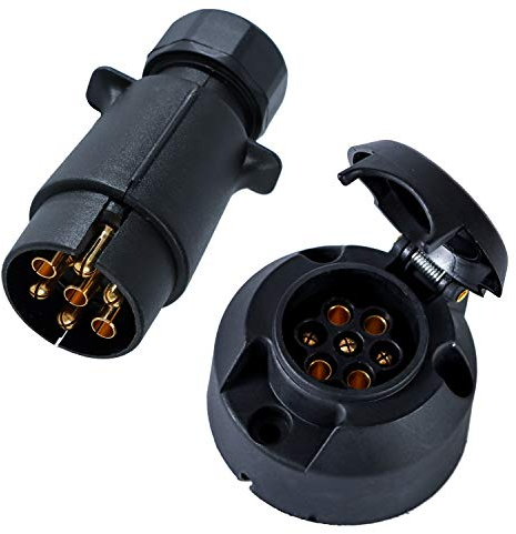Woola Anhänger Stecker und Steckdose 7 Polig,12V 7 Pol Anhängerkupplung Anschluss Adapter für Trailer Wohnwagen RV PKW Zubehör