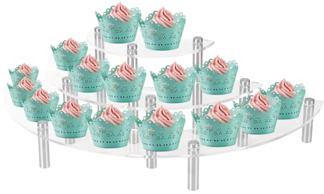 3-stufiger runder Cupcake-Dessertständer aus Acryl-Halbkreis, Dessertständer, Display für Figuren, Verkaufsvitrine (klar, 1 Satz)