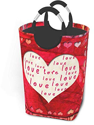 ZCHW Panier à Linge Corbeille de Rangement imperméable imprimée d'amour de Coeurs Rouges, Panier à Linge avec poignées Panier Organisateur Panier à Linge, poubelles à Jouets 50L
