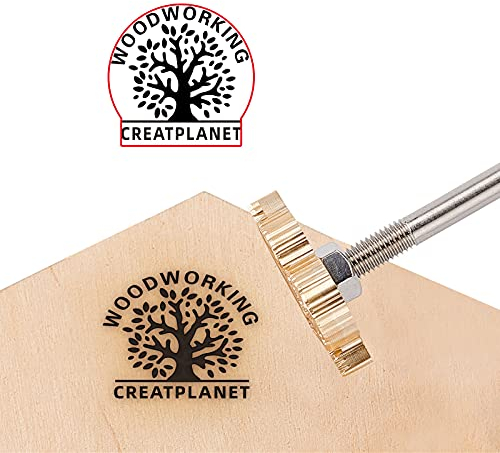 CREATPLANET Wood Branding Eisen 1.2Leder Branding Stempel Unregelmäßiges BBQ Heizstempel Mit Messingkopf Und Holzgriff Für Holzbearbeitung,Backen Und Handgefertigtes Design-Baum Des Lebens#4