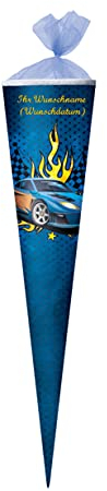 Herlitz Schultüte mit Namensgravur - Zuckertüte - 70cm - rund - Rennauto