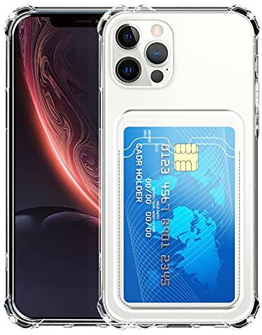 IEMY Coque pour iPhone 12 Pro Max Souple TPU Silicone Transparente Protection de la Caméra Étui avec Porte-Cartes Portefeuille Lentille Anti-Rayures Carte Housse