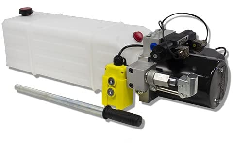 Flowfit Paquete de energía hidráulica de doble efecto de 24V DC con tanque de 13L y reserva tanque de bomba de mano ZZ016225