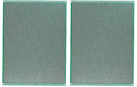 sourcing map PCB Placa Doble Cara Impreso Circuito Prototipos Placas Chapadas Pasante Agujeros para Bricolaje Soldadura Electrónicos Proyectos, 150mm x 200mm, Verde Paquete de 2